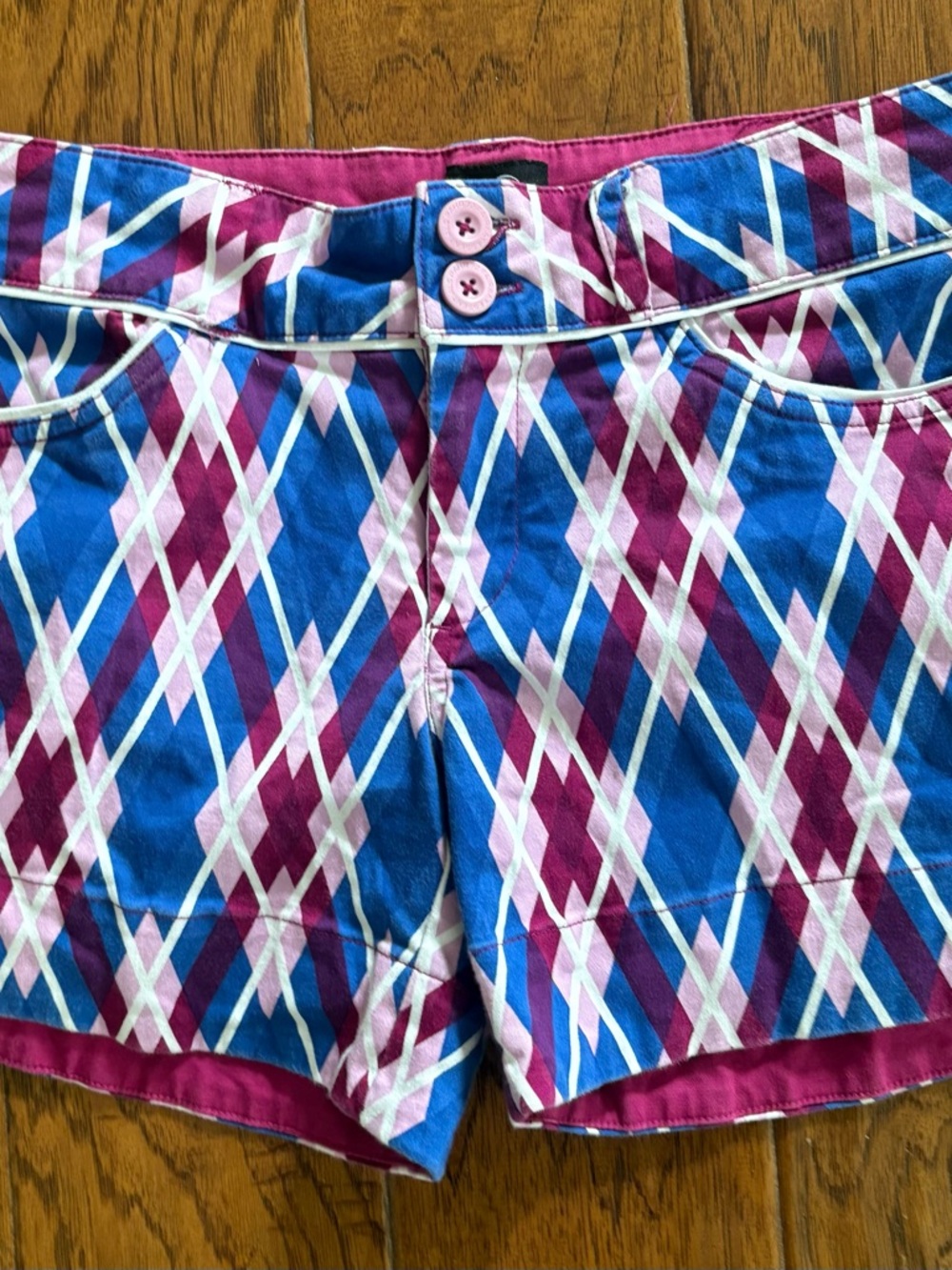 Women's PAHR Blue & Pink Geometric Argyle Golf Shorts size 0